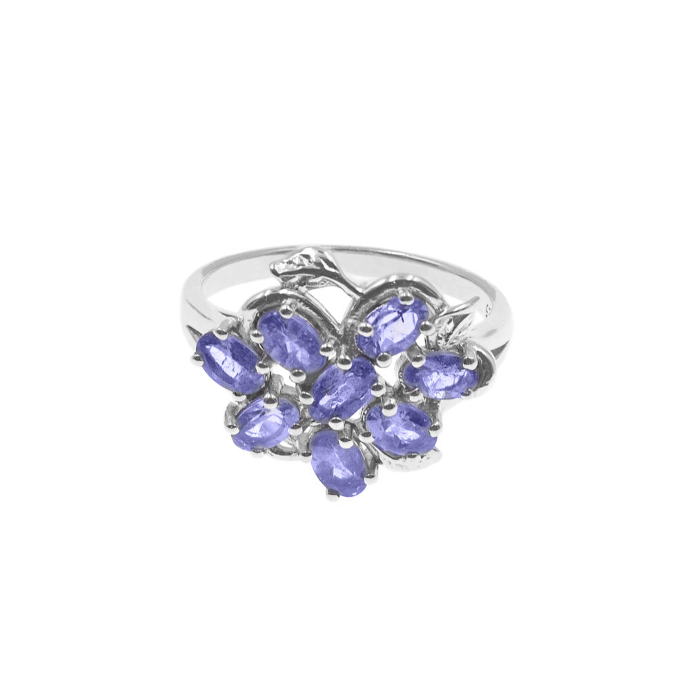 Anillo Flor Tanzanita Plata 925