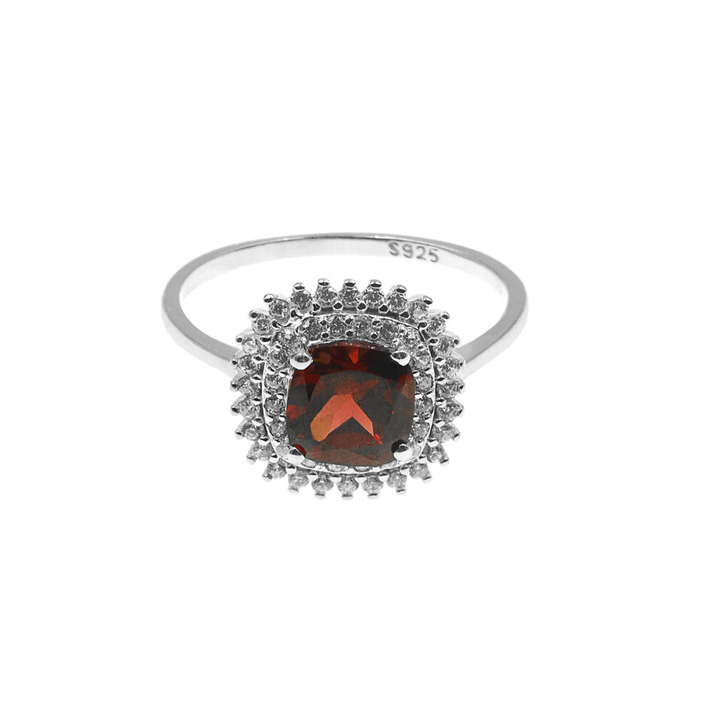 Anillo Roseta Granate Plata 925