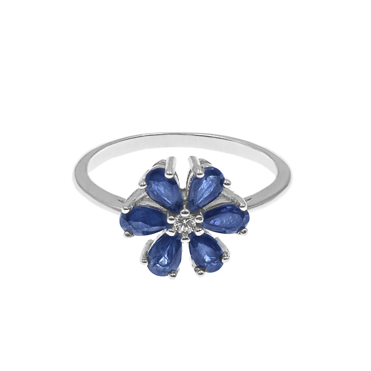 - Anillo Flor Zafiro Plata 925