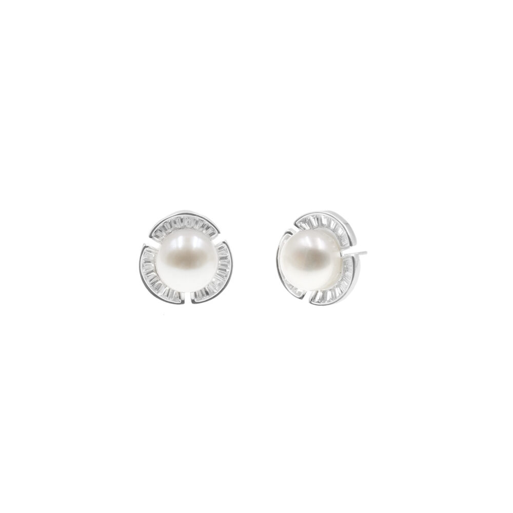 Aretes Perla Roseta Plata 925