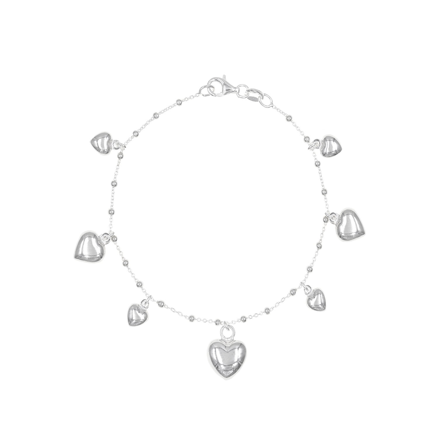 - Pulsera Corazones Colgantes Plata 925