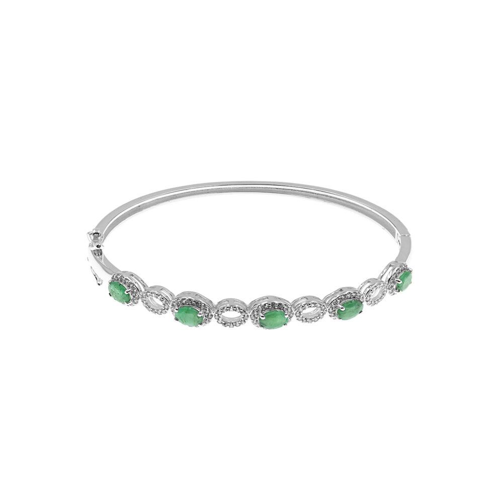Pulsera Esmeralda Roseta Plata 925
