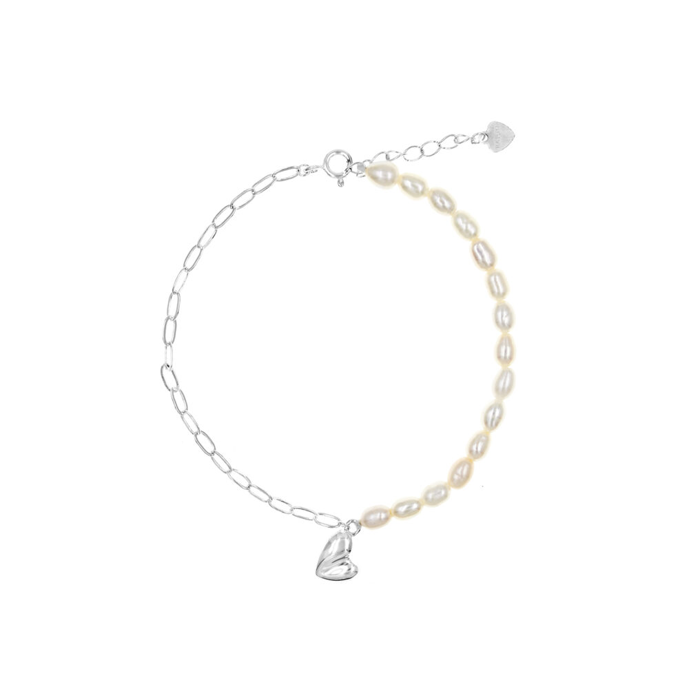 Pulsera Corazón Perla Plata 925