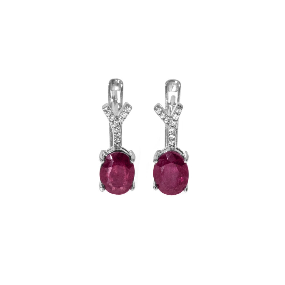 Aretes Rubí Colgantes Plata 925