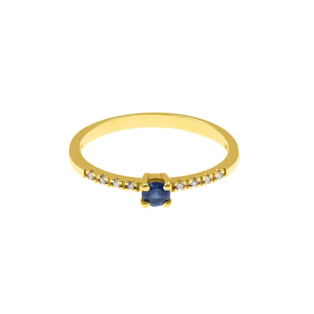 Anillo Zafiro Redondo Oro 18K & Brillantes