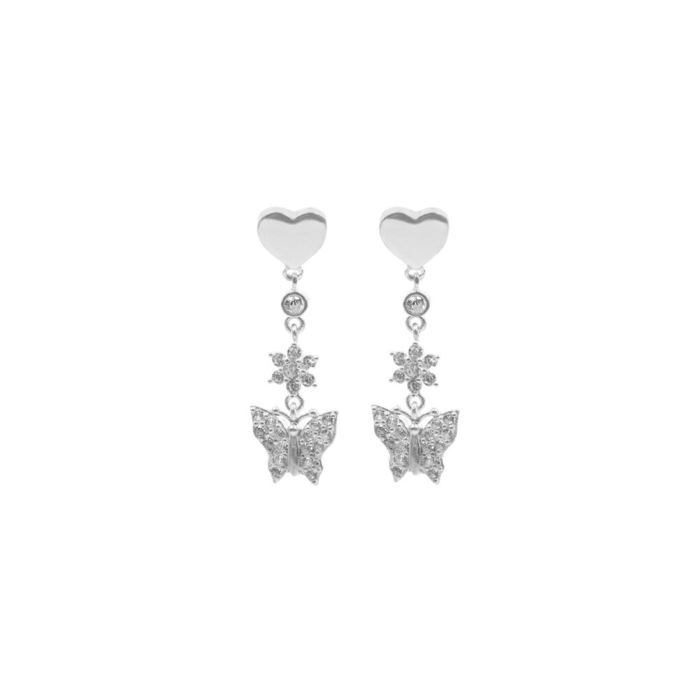 Aretes Mariposa Corazón Farfalla Plata 925