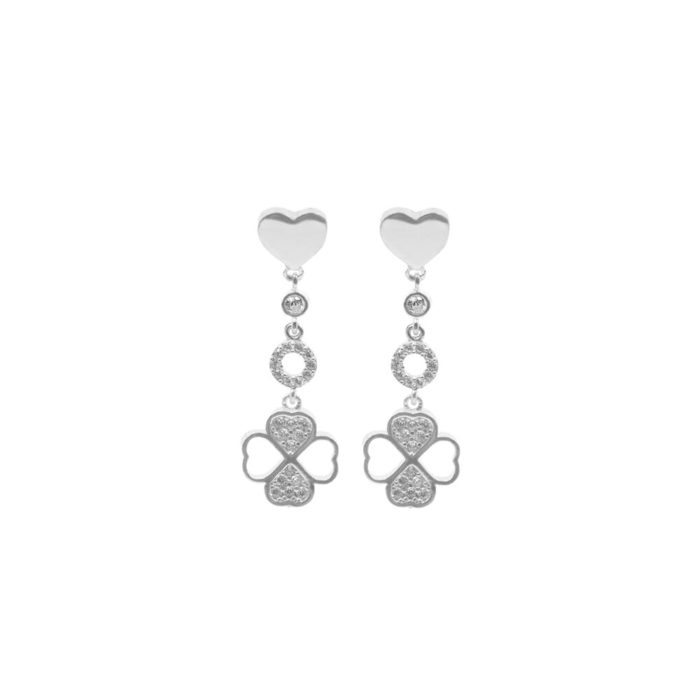 Aretes Trebol Redondo Trifoglio Plata 925