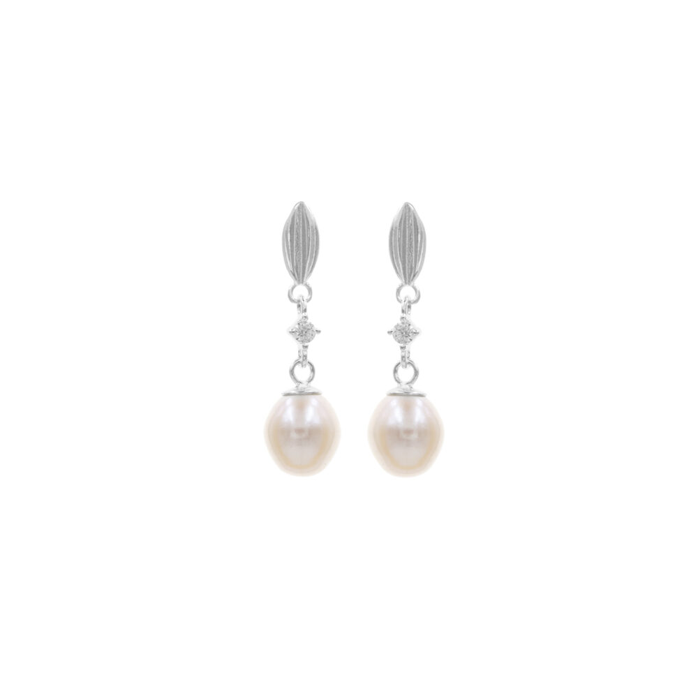 Aretes Perla Mármola Plata 925