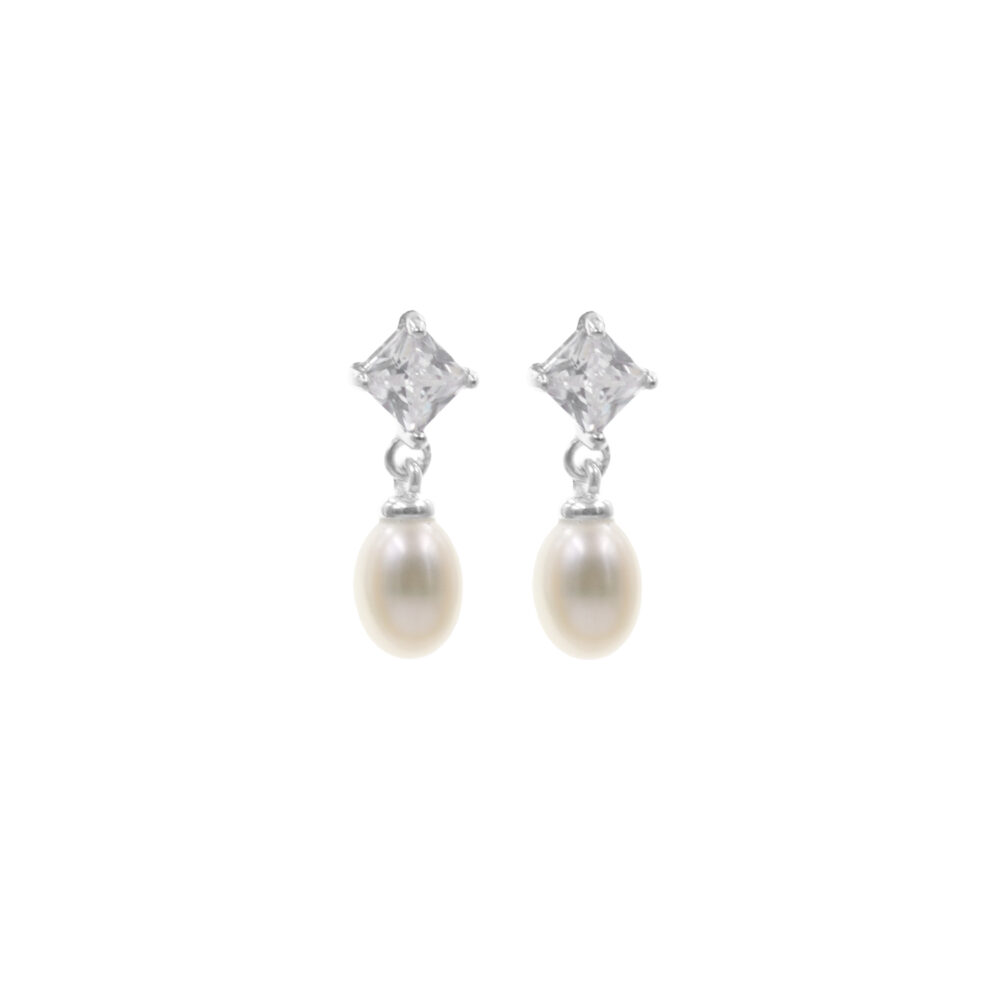 Aretes Perla Colgante Aura Plata 925