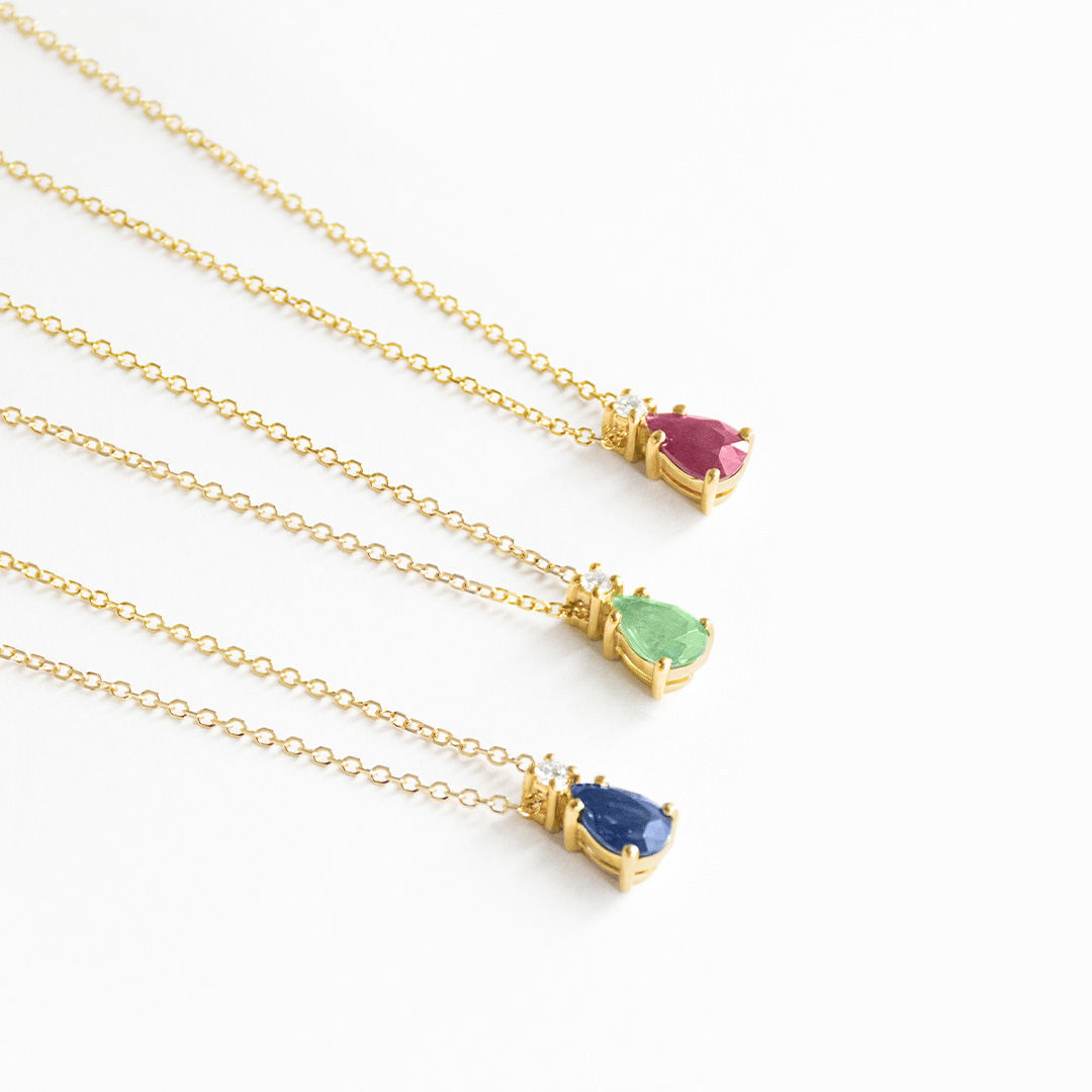 Collares rubí esmeralda zafiro piedras preciosas