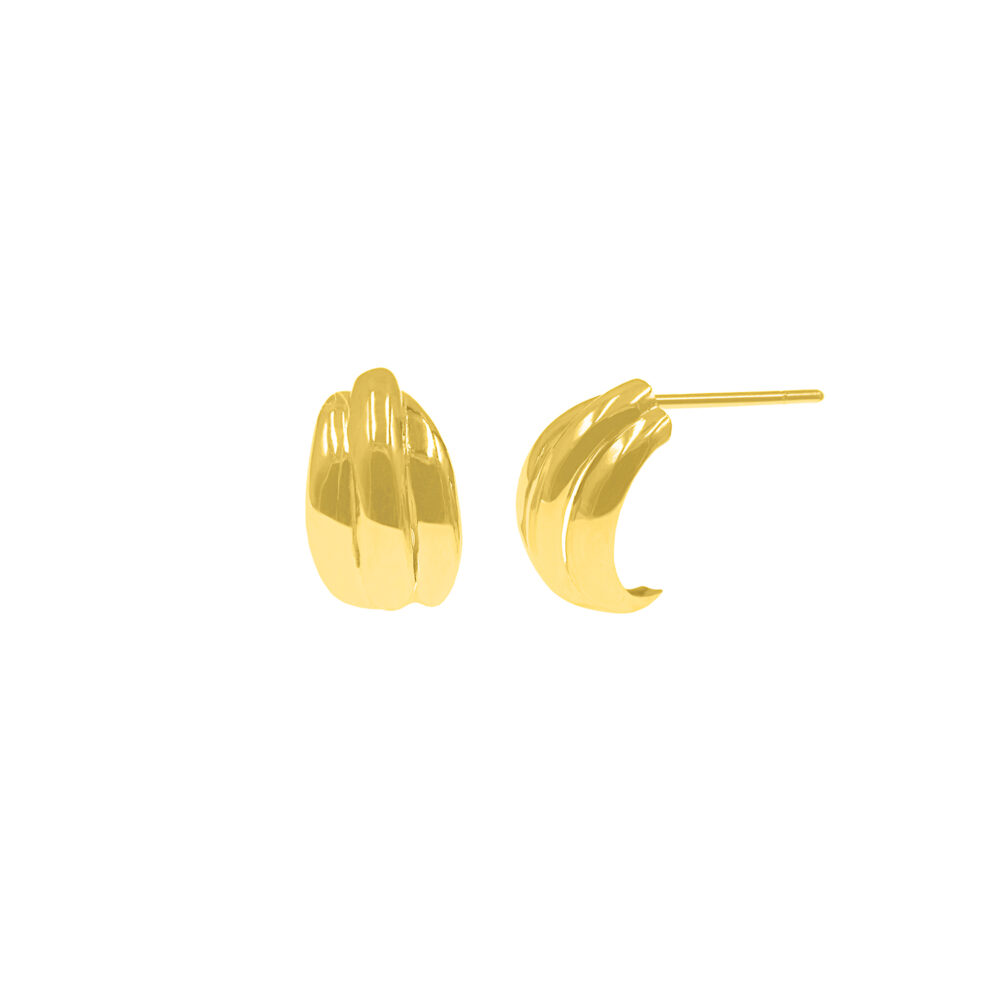 Aretes Caña Doblada Oro 18K