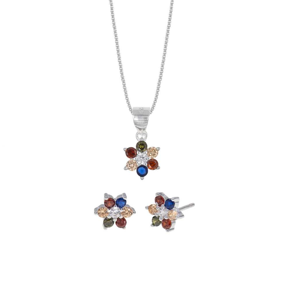 Set Collar y Aretes Destello Plata 925