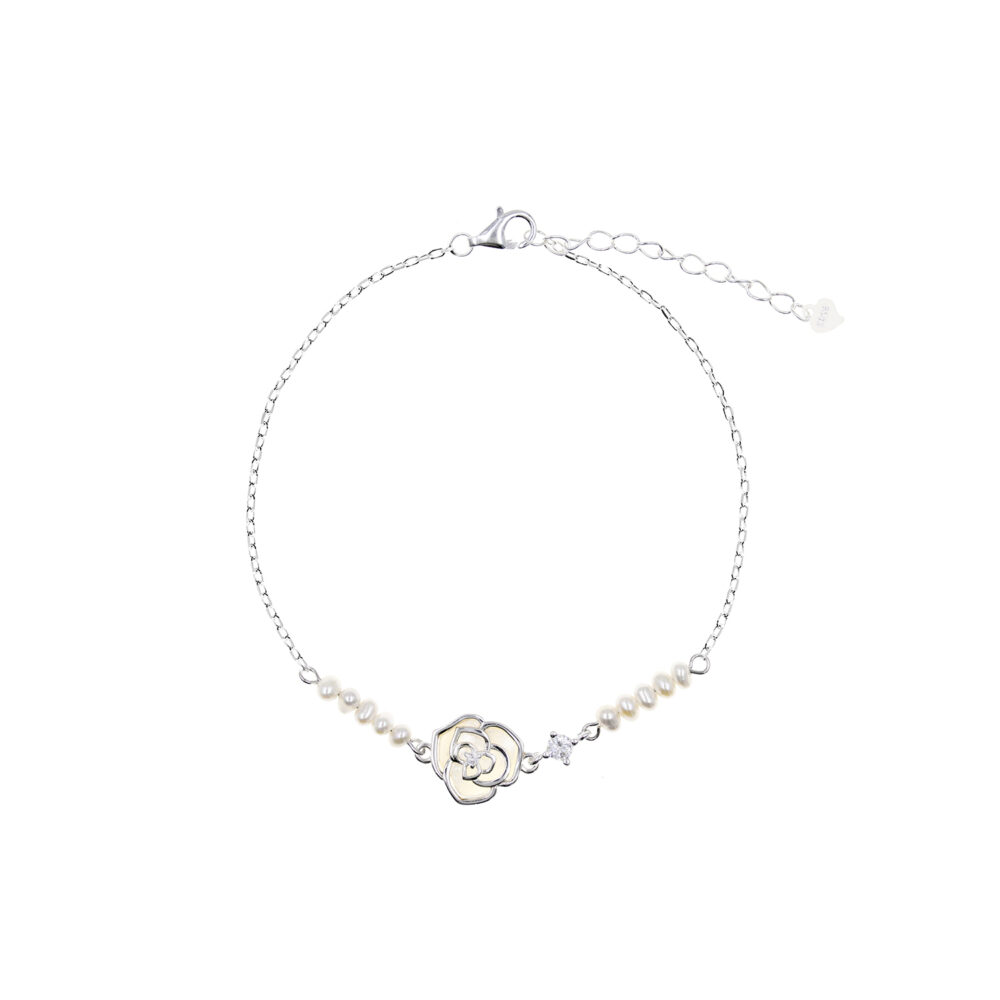 Pulsera Flor Perla Nova Plata 925