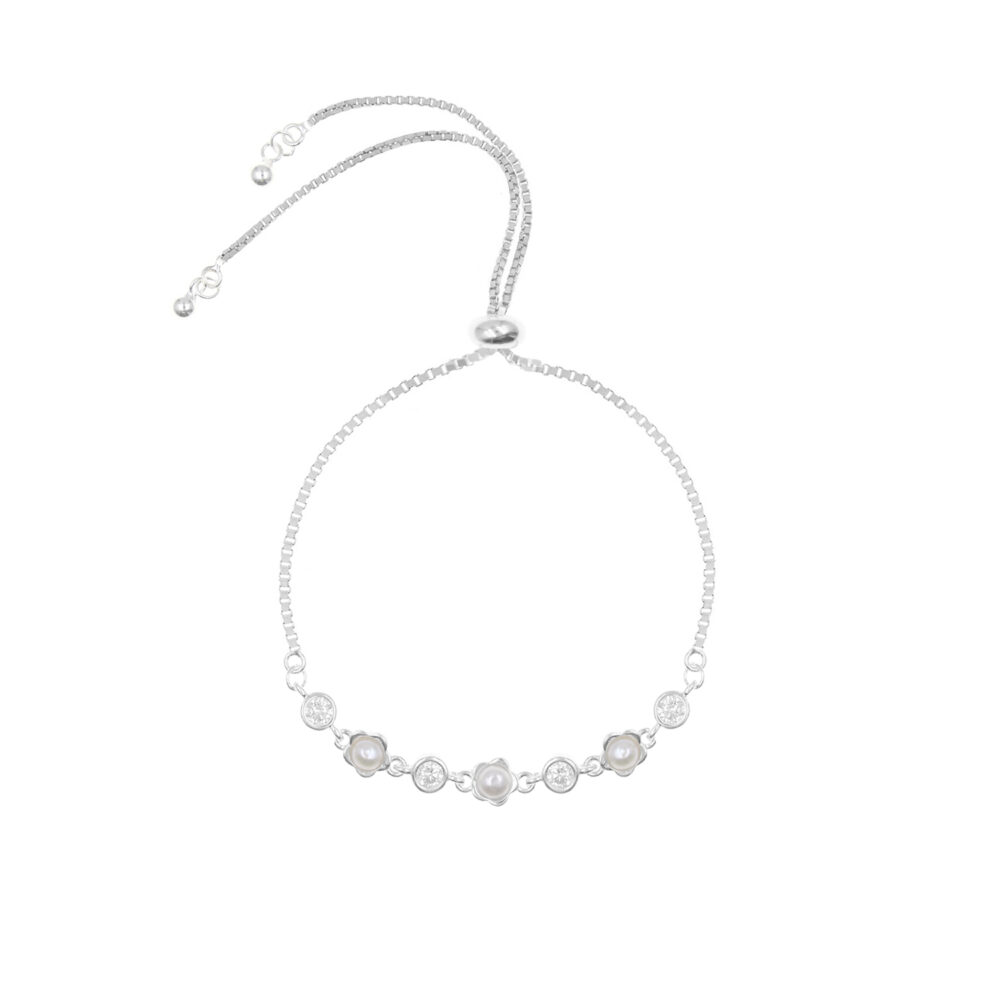 Pulsera BestFriends Perla Flor Plata 925