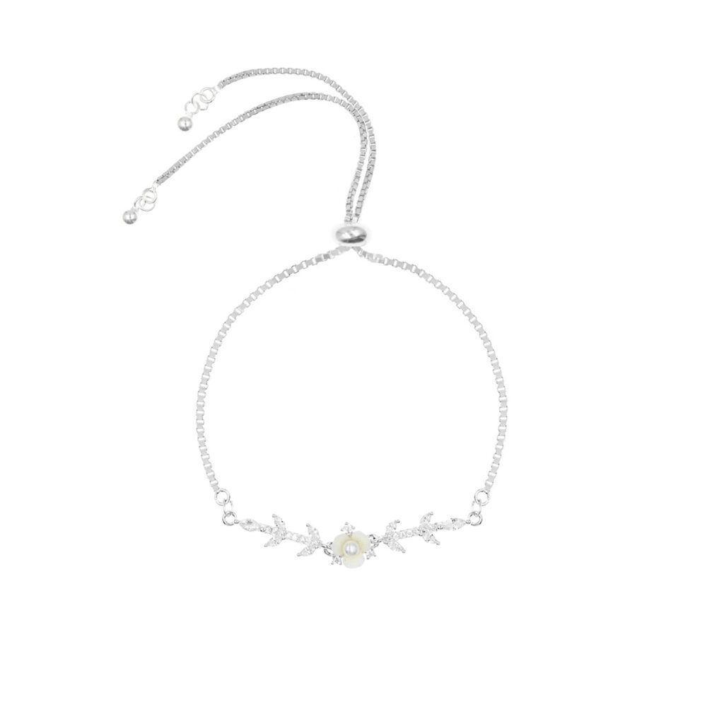 Pulsera BestFriends Perla Flor Plata 925