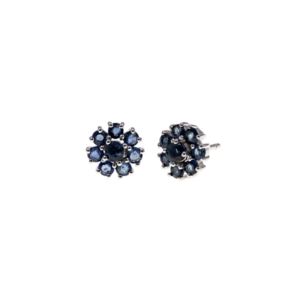 Aretes Flor Zafiro Plata 925