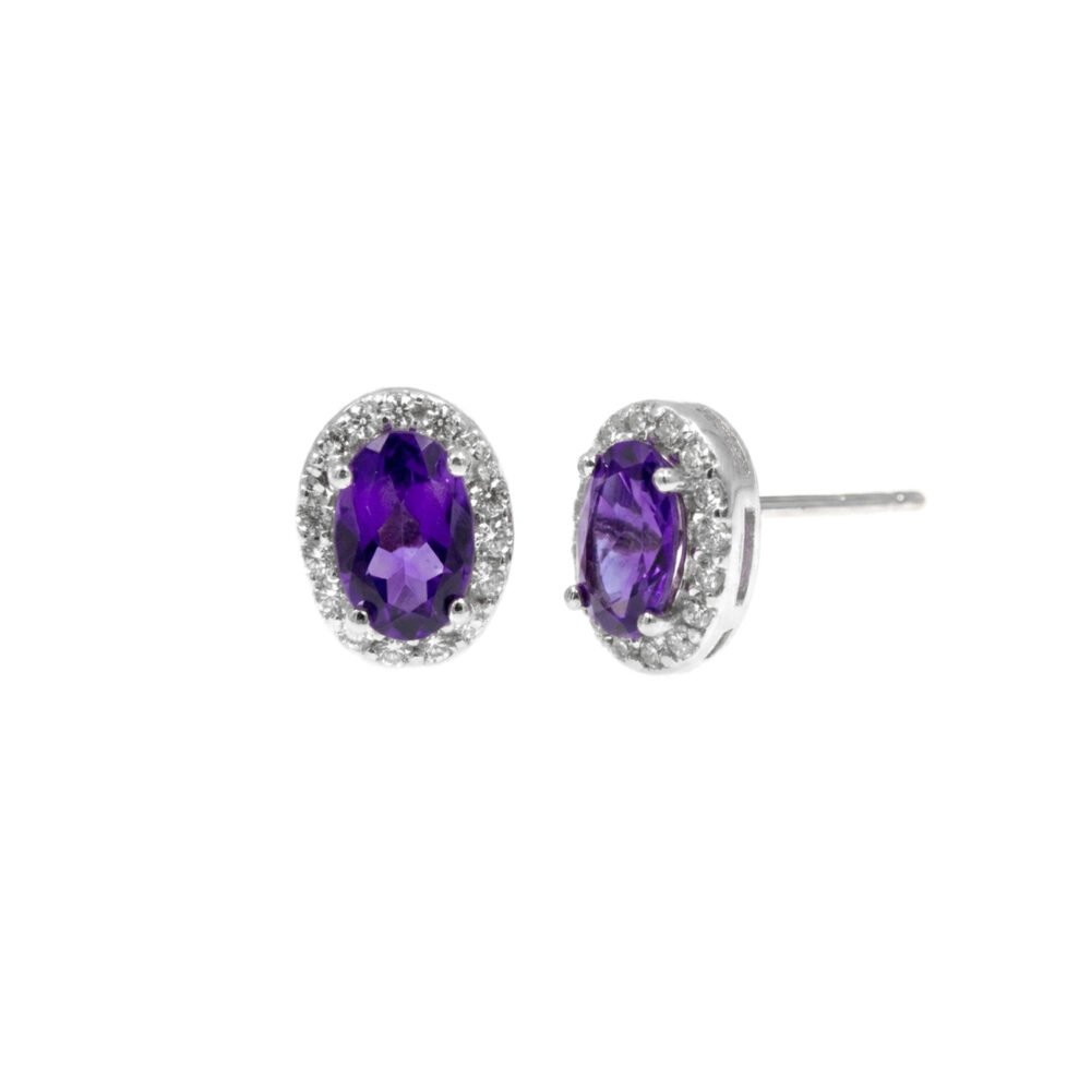 Aretes Oval Amatista Plata 925