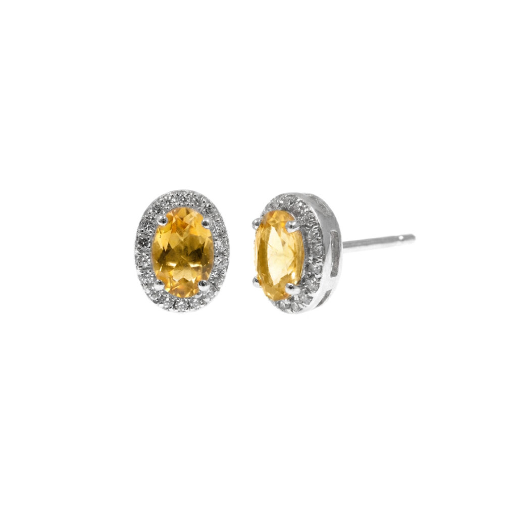 Aretes Oval Citrino Plata 925