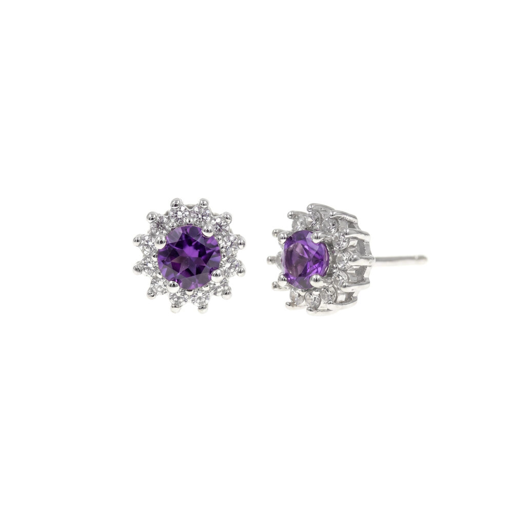 Aretes Roseta Amatista Plata 925