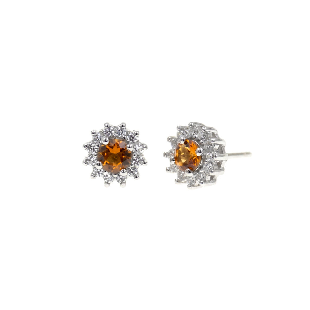 Aretes Roseta Citrino Plata 925