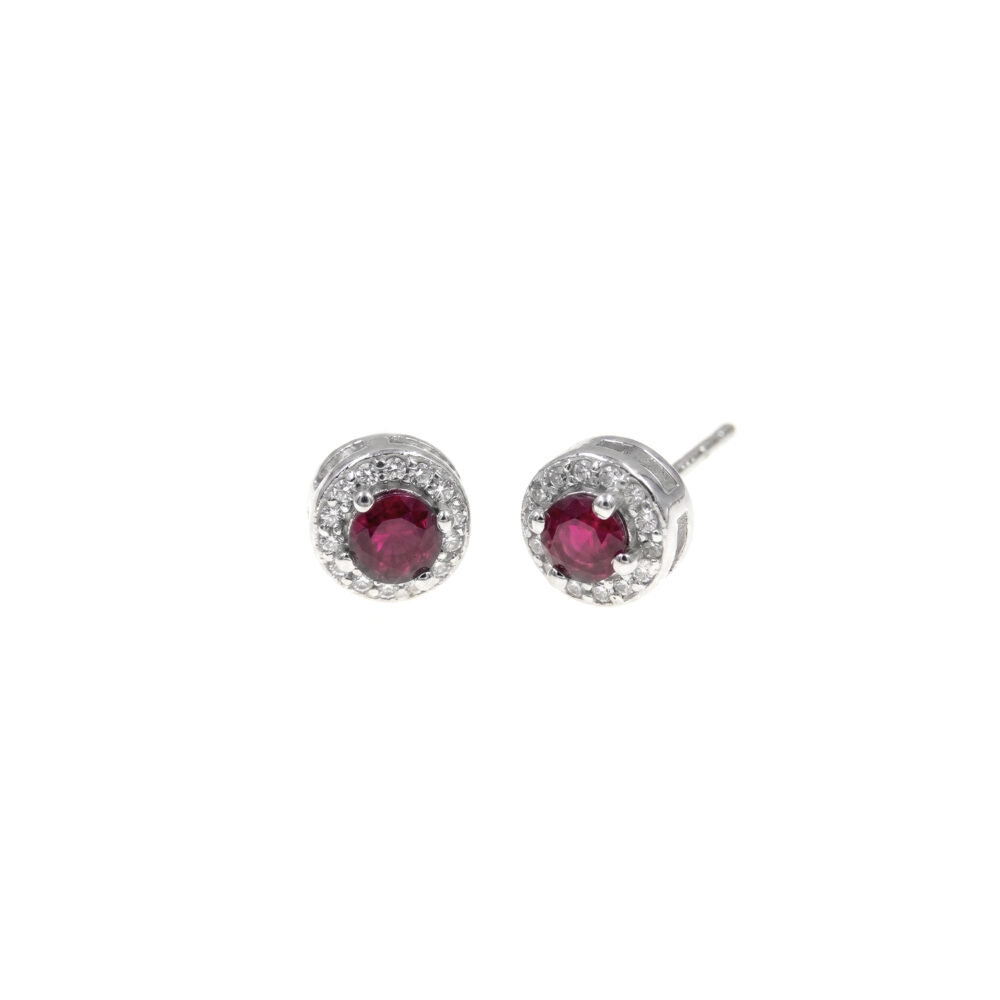 Aretes Rubí Plata 925