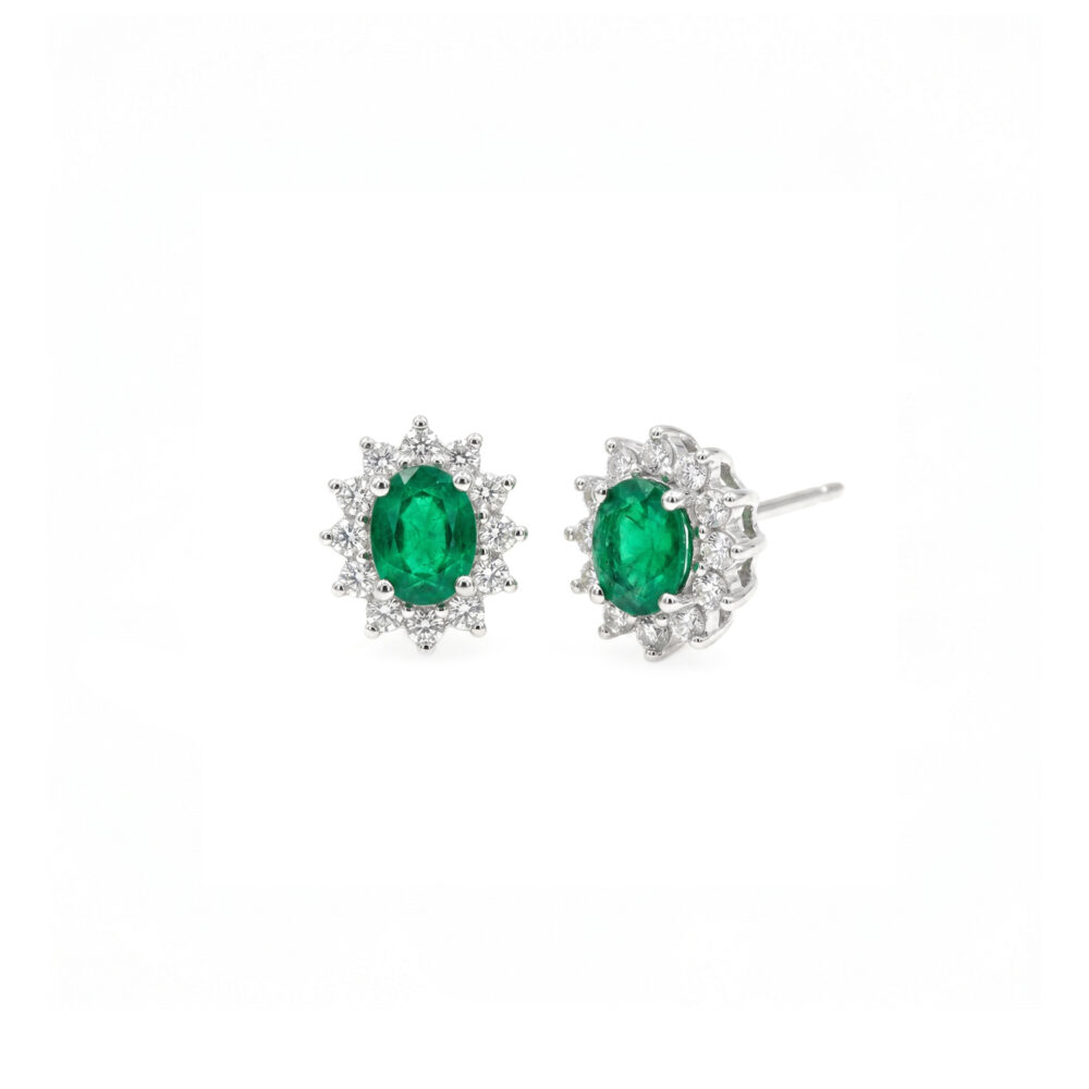 Aretes Roseta Esmeralda Plata 925