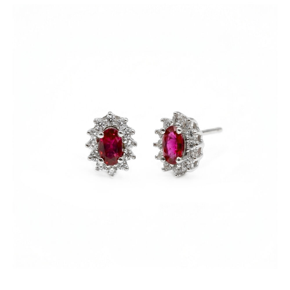 Aretes Roseta Rubí Plata 925
