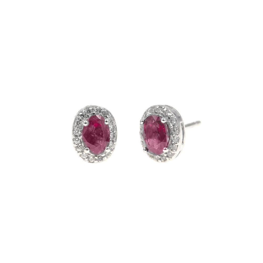 Aretes Rubí Oval Plata 925