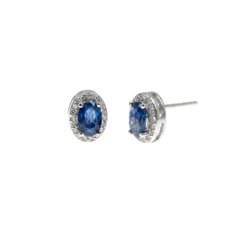 Aretes Zafiro Oval Plata 925