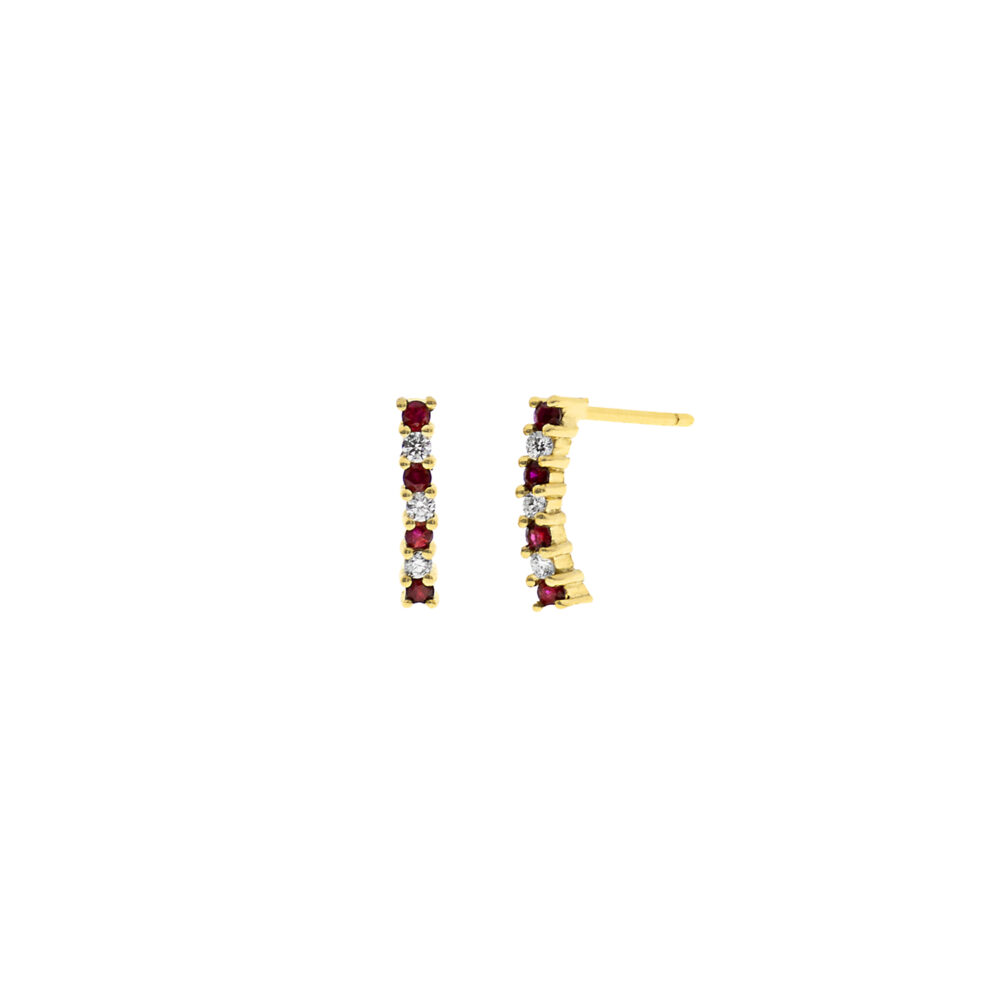 Aretes Rubí Oro 18K & Brillante