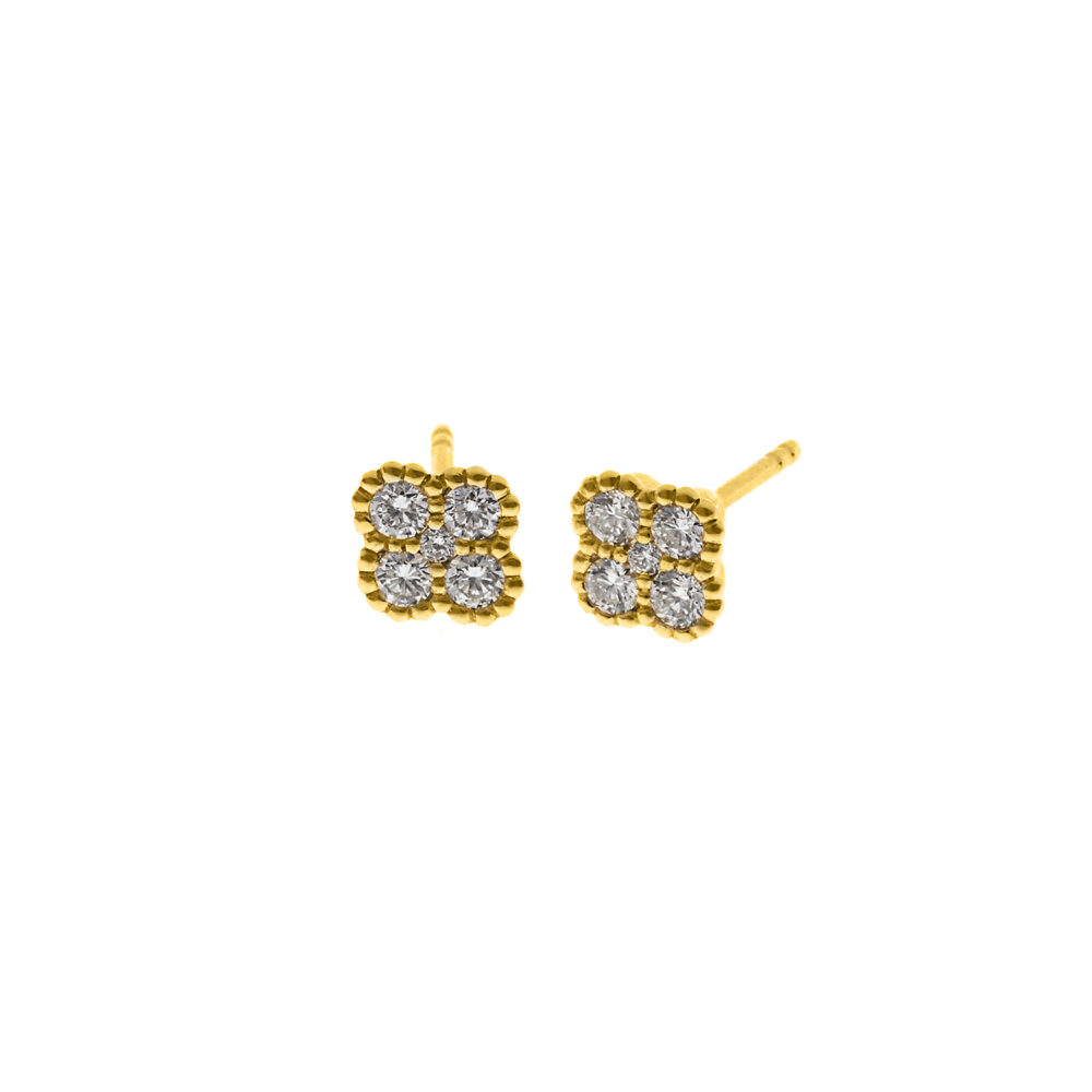 Aretes Trébol Oro 18K & Brillantes