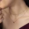 - Collar Trébol Rubí Oro 18K & Brillantes