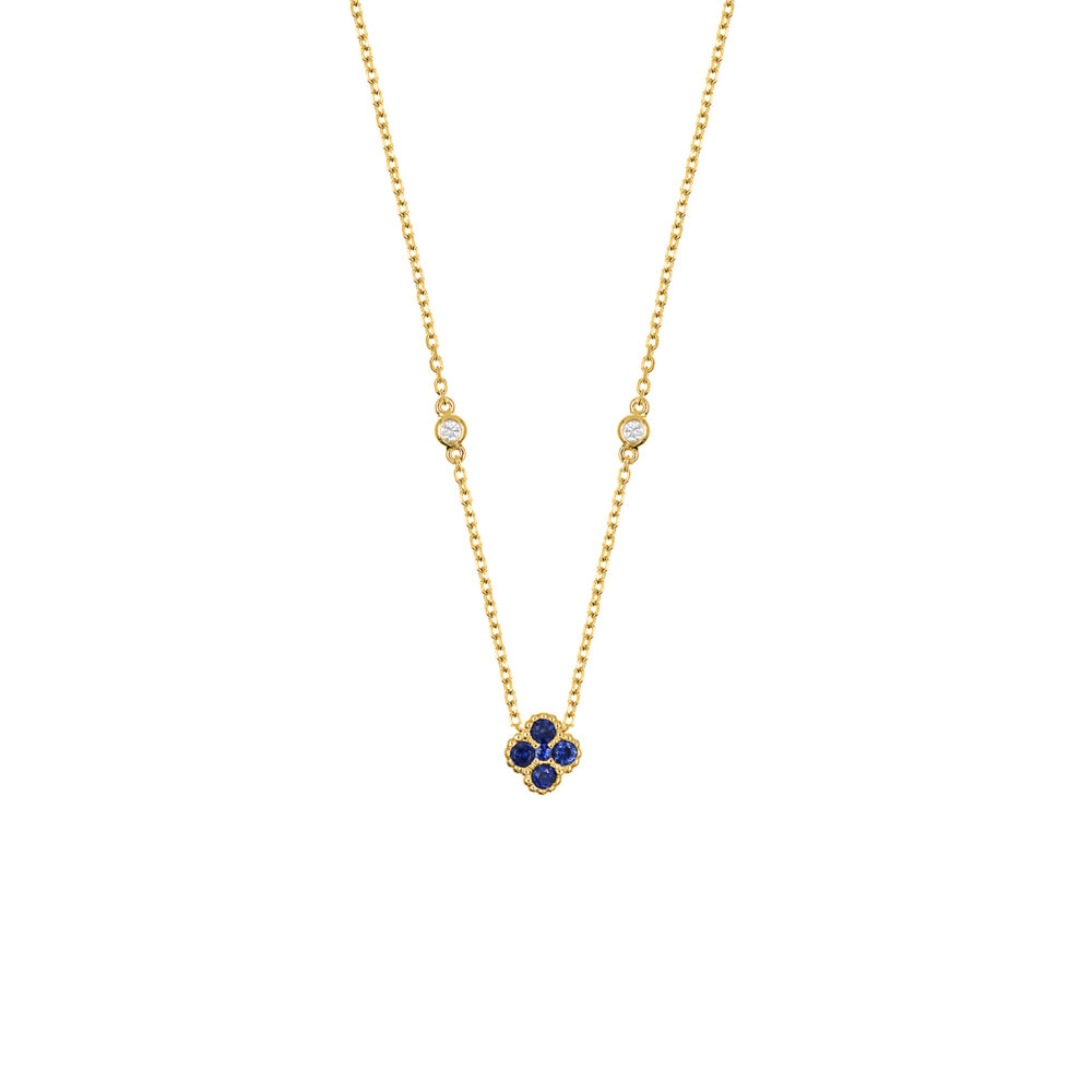 Collar Trébol Zafiro Oro 18K & Brillantes