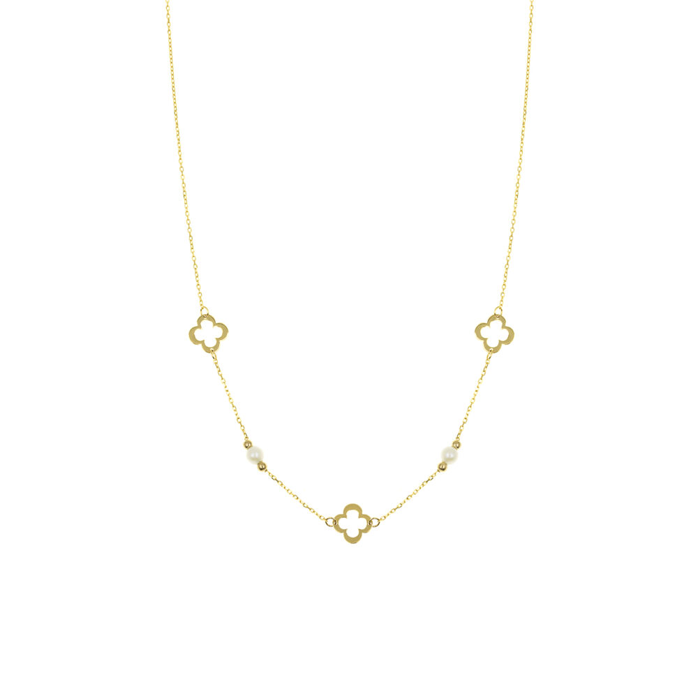 Collar Perla Trébol Oro 18K