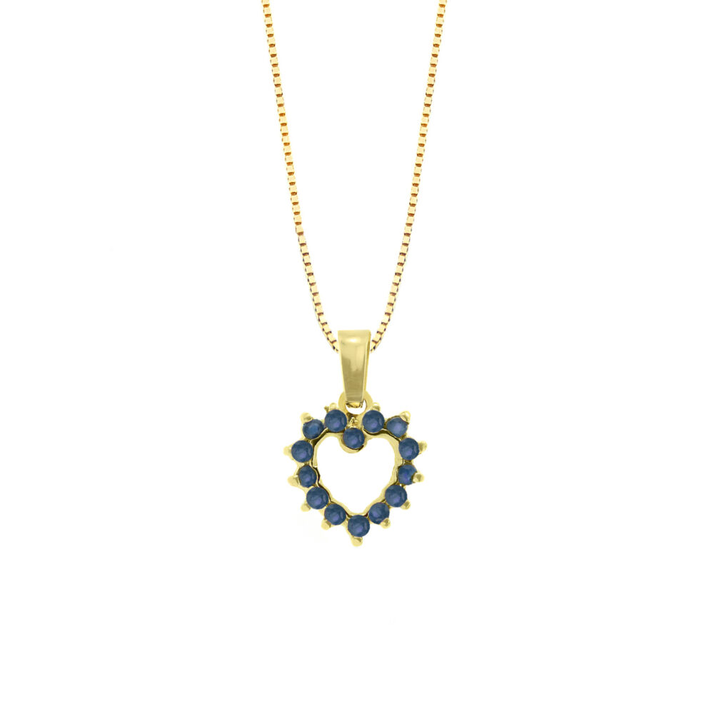 Collar Zafiro Corazón Oro 18K