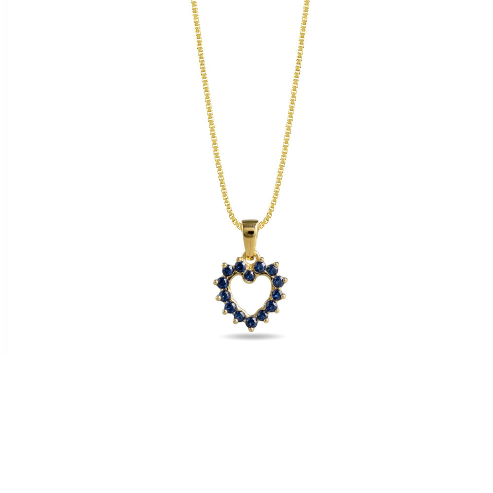 Collar Zafiro Corazón Oro 18K