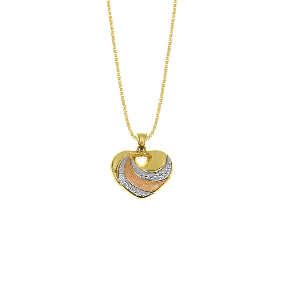 Collar Corazón Tres Colores Oro 18K