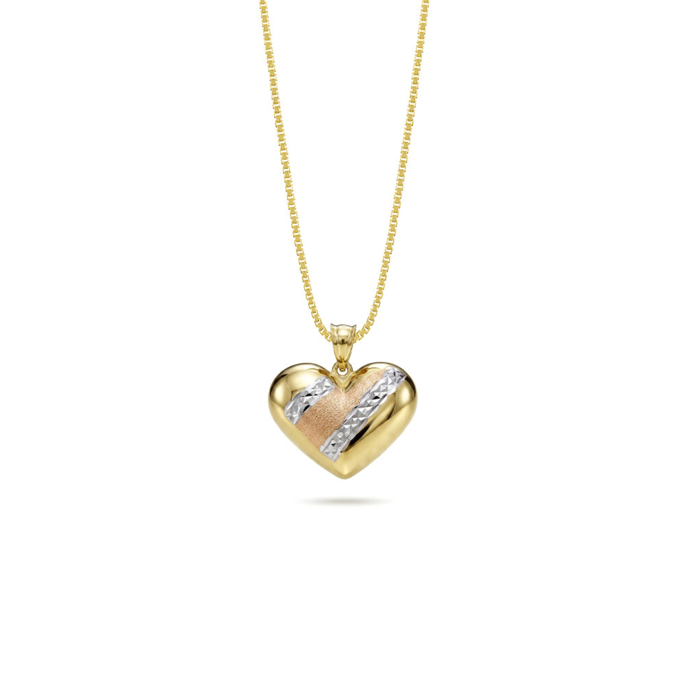 Collar Casual Corazón Tres Colores Oro 18K