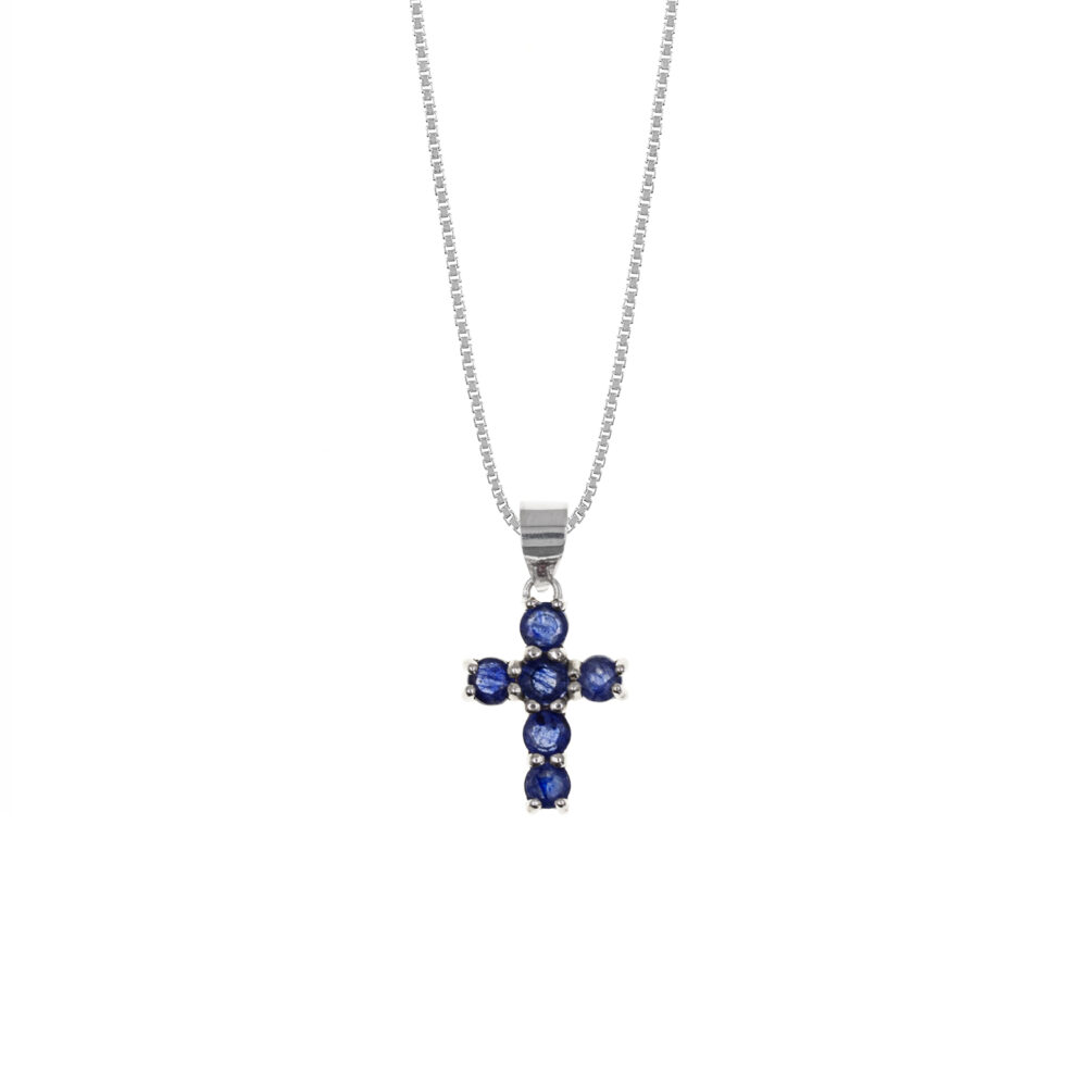 Collar Cruz Zafiro Plata 925