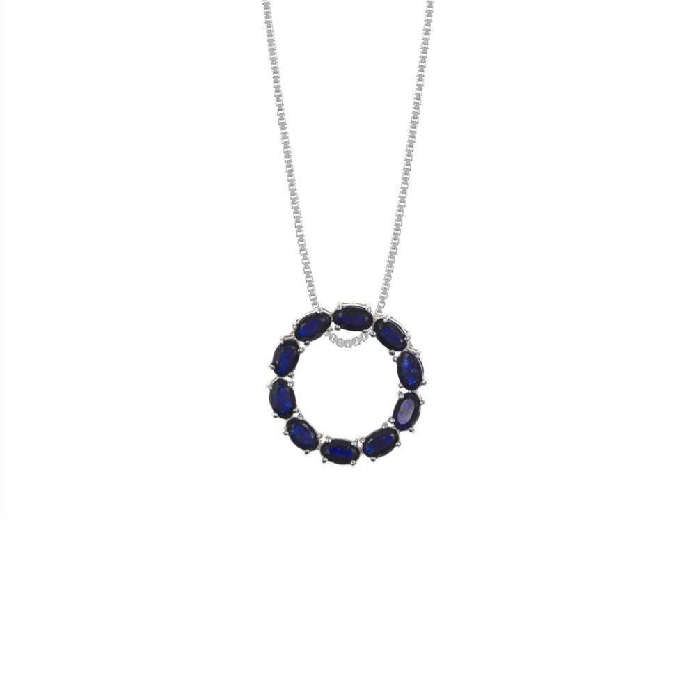 Collar Zafiro Redondo Plata 925