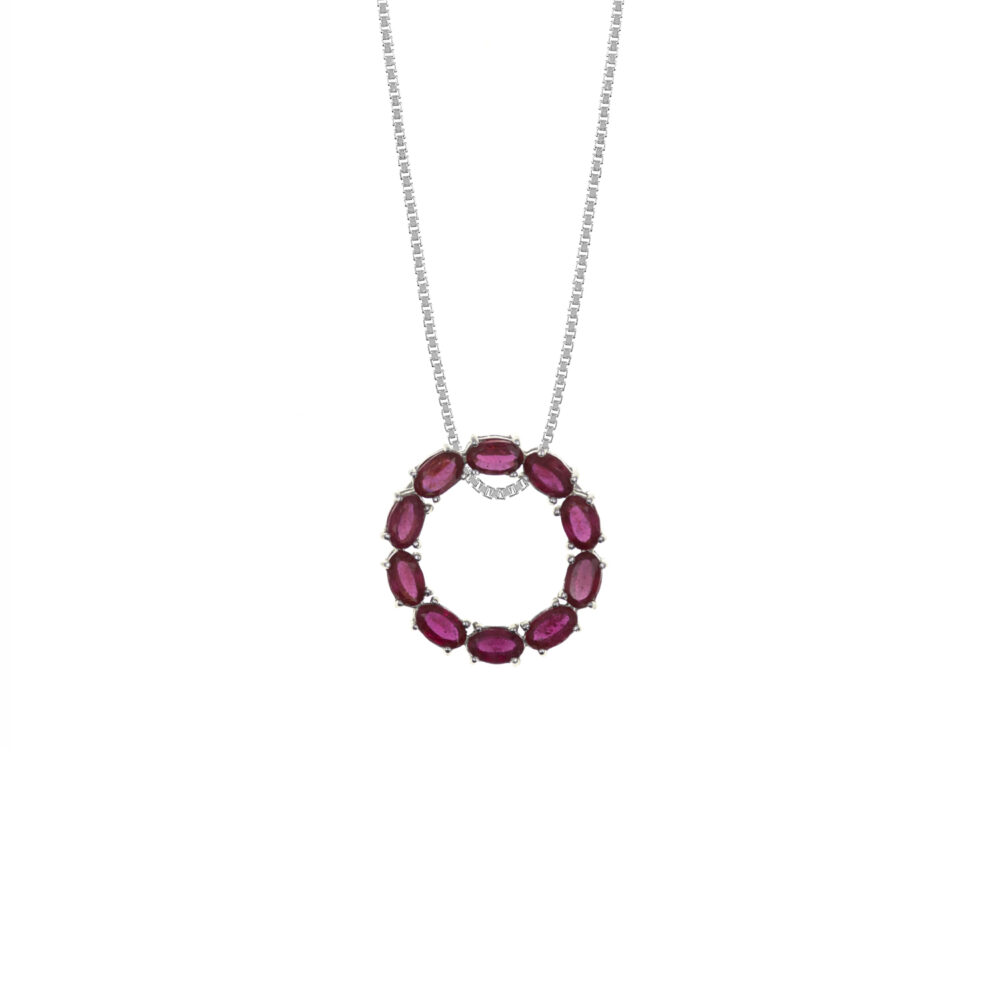 Collar Rubí Redondo Plata 925
