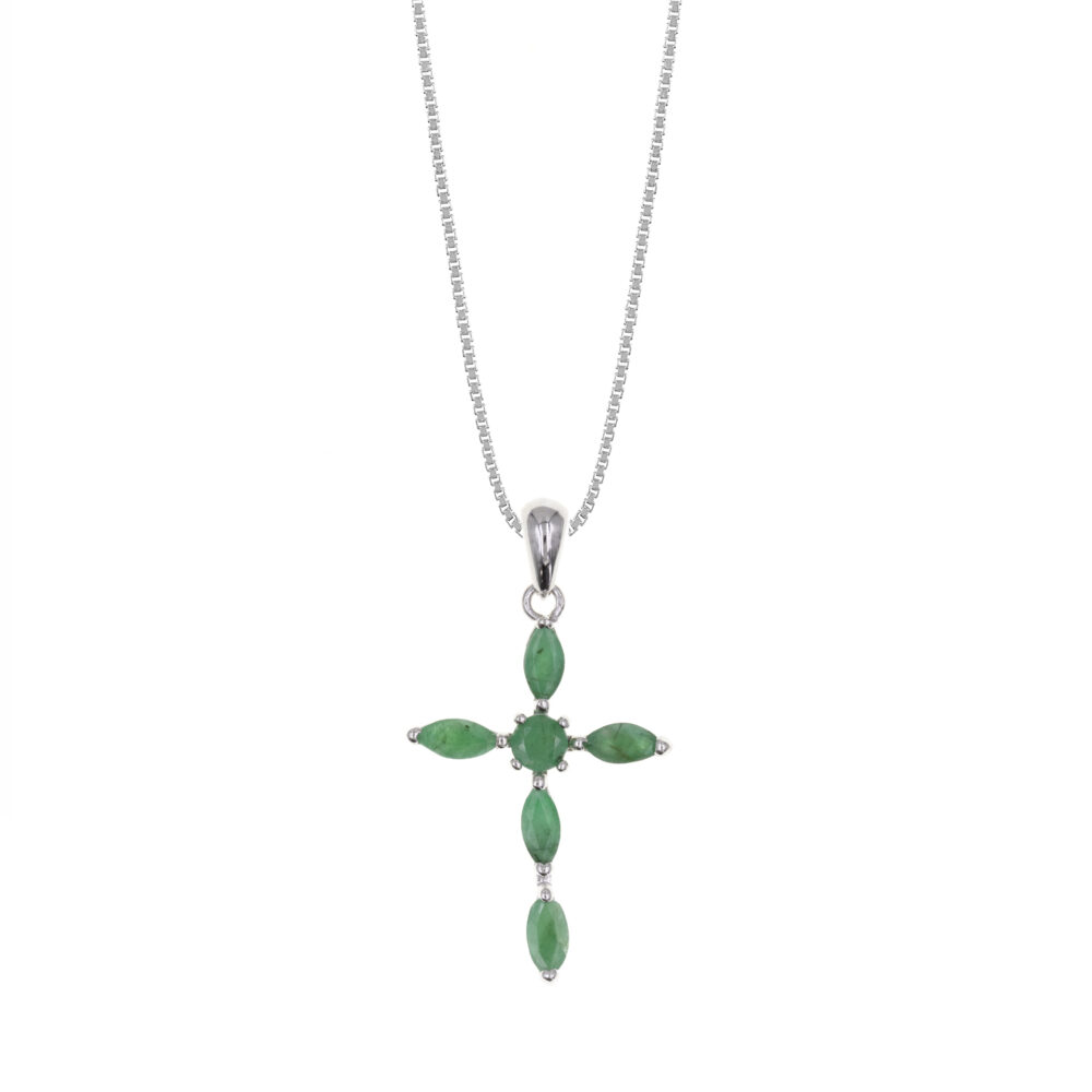Collar Esmeralda Casual Plata 925