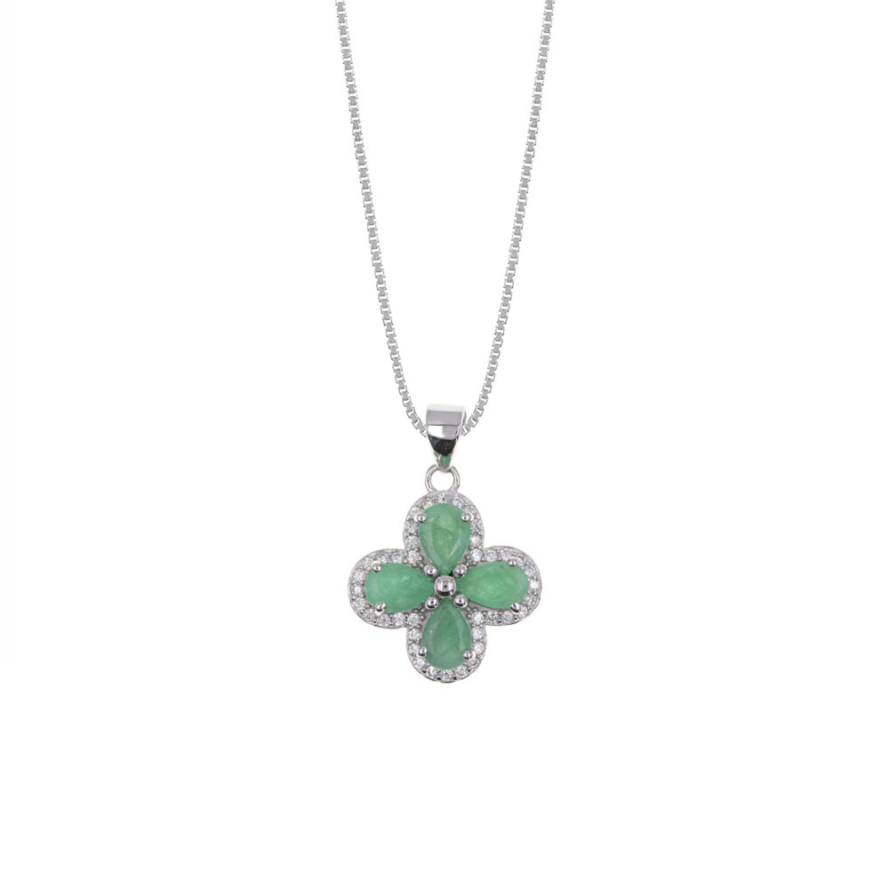 Collar Casual Esmeralda Plata 925