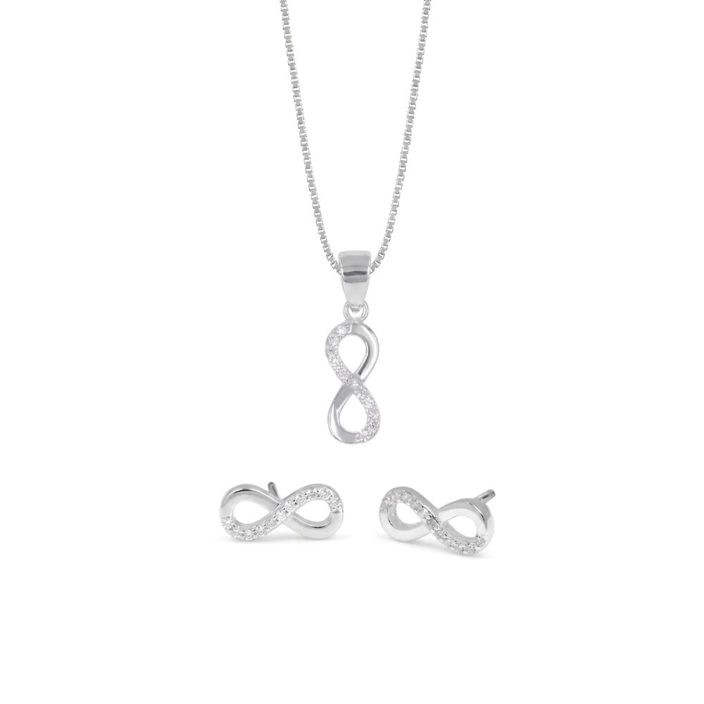Set de Collar y Aretes Infinito Plata 925