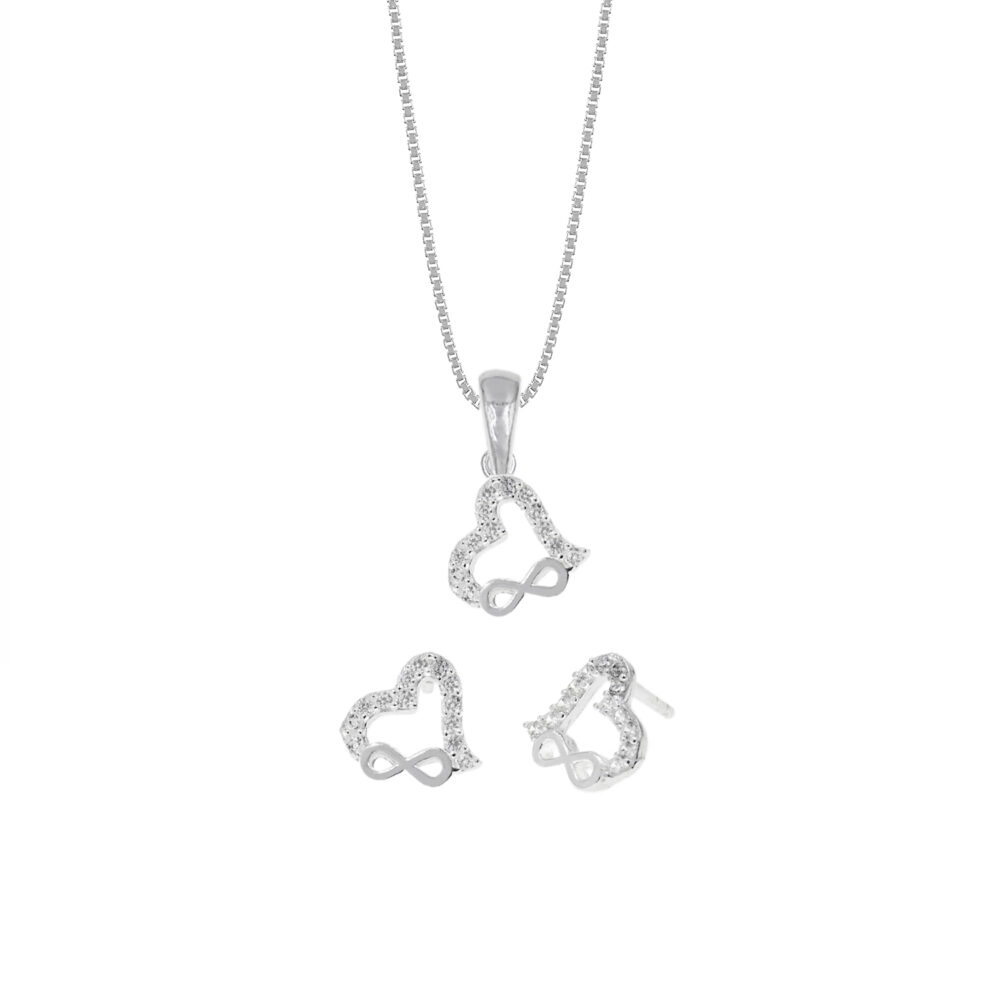 Set de Collar y Aretes Amor Infinito Plata 925