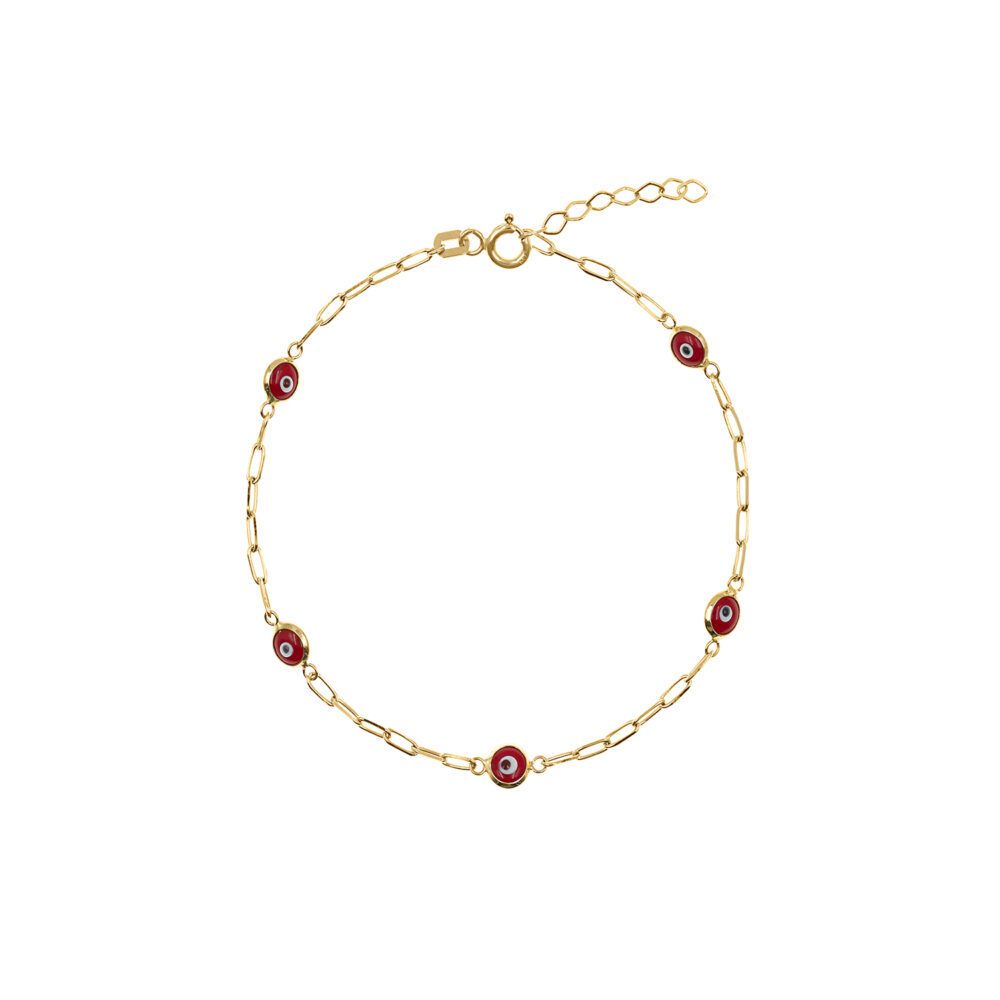 Pulsera Ojo Turco Roja Oro 18K