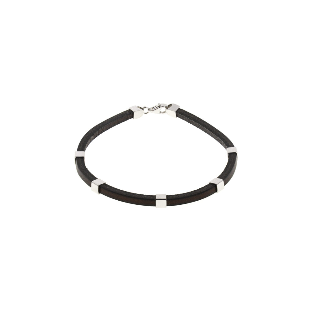Pulsera Cilindros Red  Plata 925 & Cuero