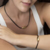 - Pulsera Cuero Drops GoldenSilver