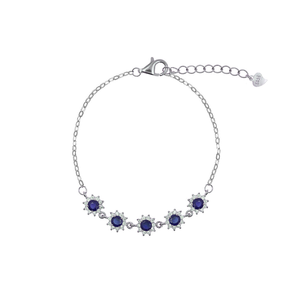 Pulsera Zafiro Roseta Plata 925