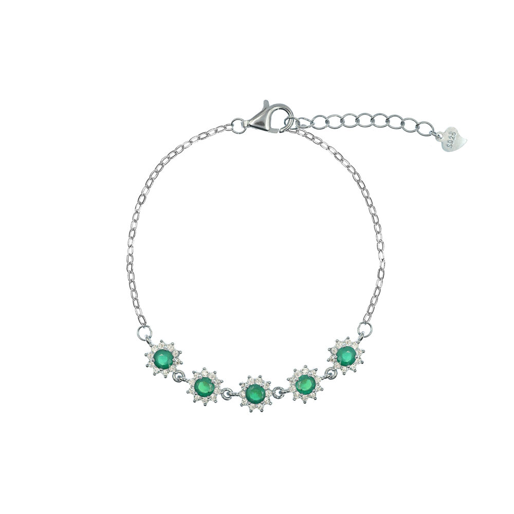 Pulsera Esmeralda Roseta Plata 925